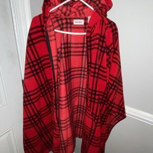 Moda Red Checkered Hooded Jacket